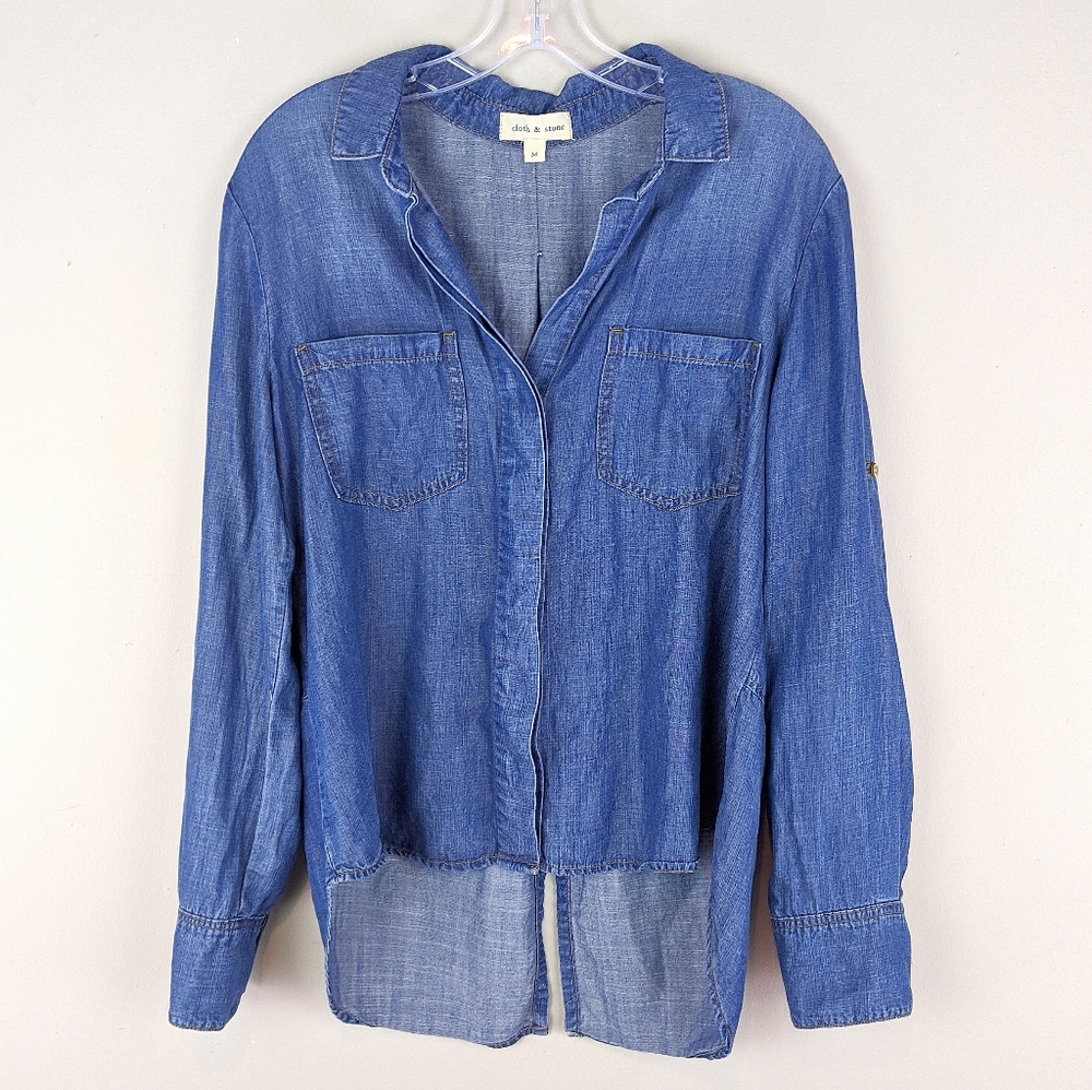 cloth & stone | Blue Oversized Button Top - E91 - Picture 2 of 9
